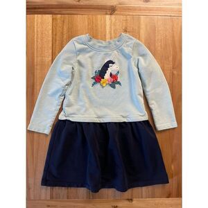 Hanna Andersson Girls Unicorn Dress Size 6-7 Blue Knee Length Casual
